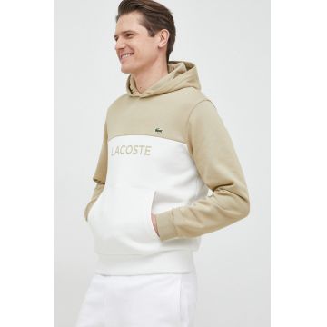 Lacoste bluza barbati, culoarea verde, cu glugă, modelator