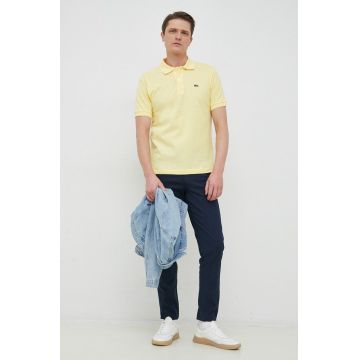 Lacoste polo de bumbac culoarea galben, uni L1212-001