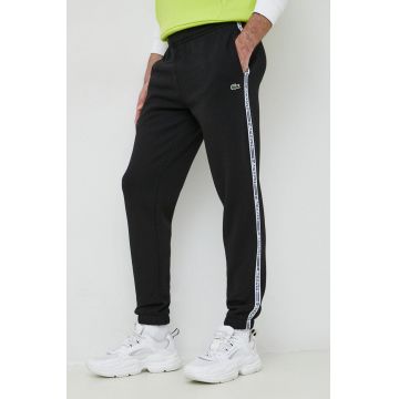 Lacoste pantaloni de trening culoarea negru, cu imprimeu