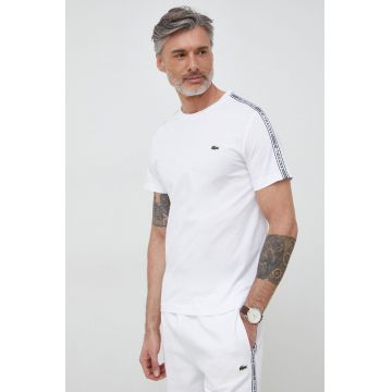 Lacoste tricou din bumbac culoarea alb, cu imprimeu TH5071-001