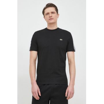 Lacoste tricou din bumbac culoarea negru, cu imprimeu