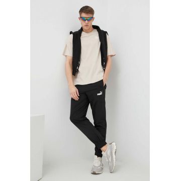 Puma tricou din bumbac culoarea bej, neted 538070-88