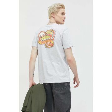 Quiksilver tricou din bumbac culoarea gri, cu imprimeu