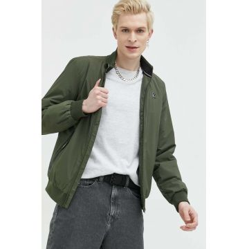 Superdry geaca bomber barbati, culoarea verde, de tranzitie