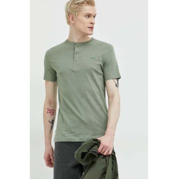 Superdry tricou din bumbac culoarea verde, melanj