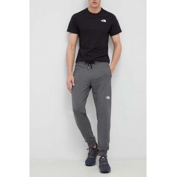 The North Face pantaloni de trening culoarea gri, melanj