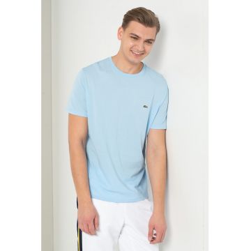 Tricou de bumbac pima cu decolteu la baza gatului