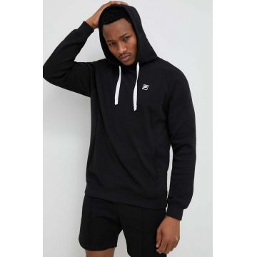 Fila bluza barbati, culoarea negru, cu glugă, neted