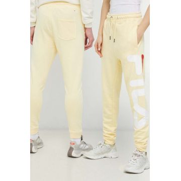 Fila pantaloni de trening culoarea galben, modelator