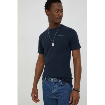 G-Star Raw tricou barbati, culoarea albastru marin, neted