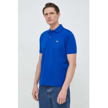 Lacoste polo de bumbac culoarea albastru marin, neted L1212-001