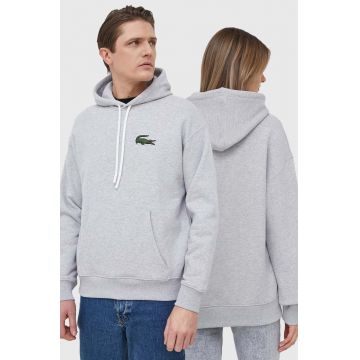 Lacoste hanorac de bumbac barbati, culoarea gri, melanj