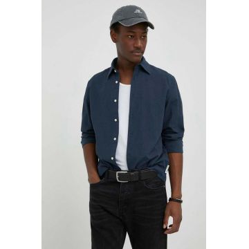 Marc O'Polo camasa din bumbac barbati, culoarea albastru marin, cu guler clasic, regular