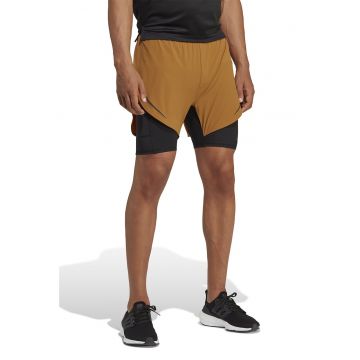 Pantaloni scurti 2in1 cu talie medie pentru antrenament Hiit