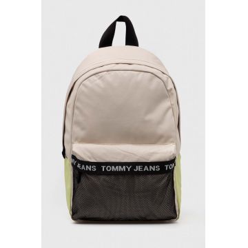 Tommy Jeans rucsac barbati, culoarea bej, mare, cu imprimeu