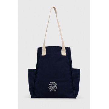 Abercrombie & Fitch geanta de bumbac culoarea albastru marin Abercrombie & Fitch geanta de bumbac culoarea albastru marin