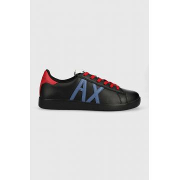 Armani Exchange sneakers din piele XUX016.XCC71.A017 culoarea negru, XUX016 XCC71 A017