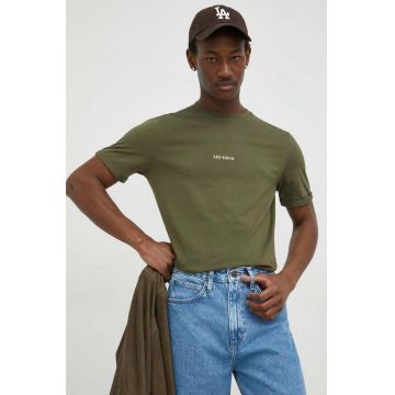 Les Deux tricou din bumbac culoarea verde, neted