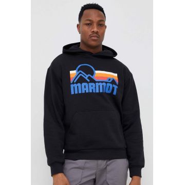 Marmot bluza barbati, culoarea negru, cu glugă, cu imprimeu