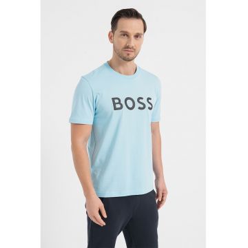 Tricou de bumbac cu imprimeu logo - Albastru