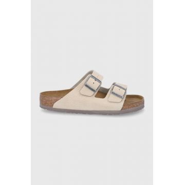 Birkenstock slapi de piele Arizona barbati, culoarea bej