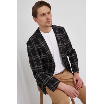 Boss blazer din amestec de in barbati, culoarea negru