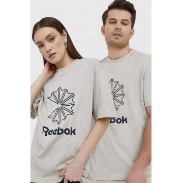 Reebok Classic tricou din bumbac HD4016 culoarea gri, cu imprimeu