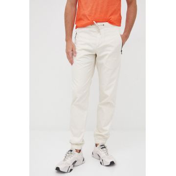 Sisley pantaloni de bumbac barbati, culoarea bej, jogger