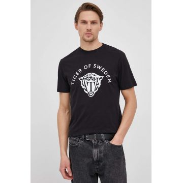 Tiger Of Sweden tricou din bumbac culoarea negru, cu imprimeu