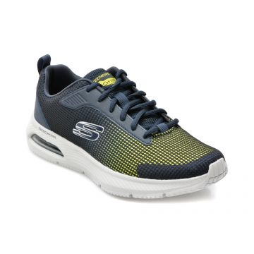 Pantofi sport SKECHERS bleumarin, DYNA-AIR, din material textil si piele naturala