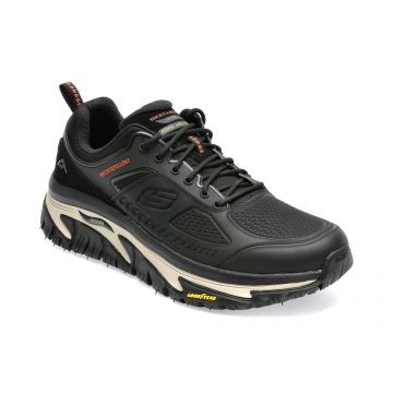 Pantofi sport SKECHERS negri, ARCH FIT ROAD WALKER, din piele naturala si piele ecologica