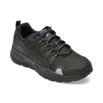 Pantofi sport SKECHERS negri, ESCAPE PLAN 2.0, din material textil si piele naturala