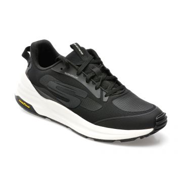 Pantofi sport SKECHERS negri, GLOBAL JOGGER, din material textil si piele ecologica