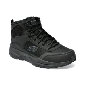 Ghete SKECHERS negre, ESCAPE PLAN 2.0, din material textil si piele naturala