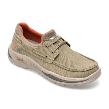 Mocasini SKECHERS gri, ARCH FIT, din material textil