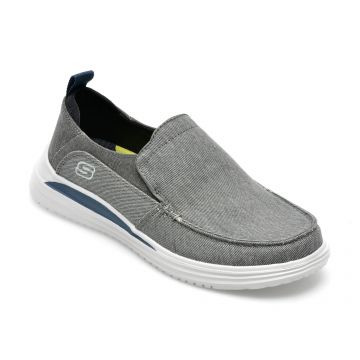 Mocasini SKECHERS gri, PROVEN, din material textil