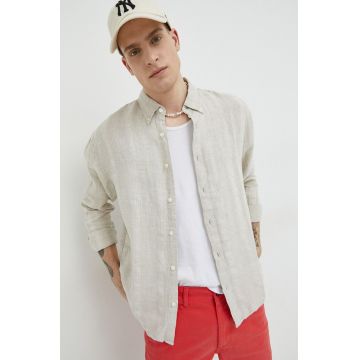 Abercrombie & Fitch camasa de in culoarea bej, cu guler button-down, relaxed