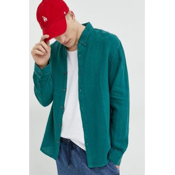 Abercrombie & Fitch camasa de in culoarea verde, cu guler button-down, regular