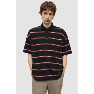 AllSaints polo de bumbac culoarea negru, modelator