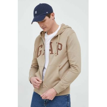 GAP bluza barbati, culoarea maro, cu glugă, cu imprimeu