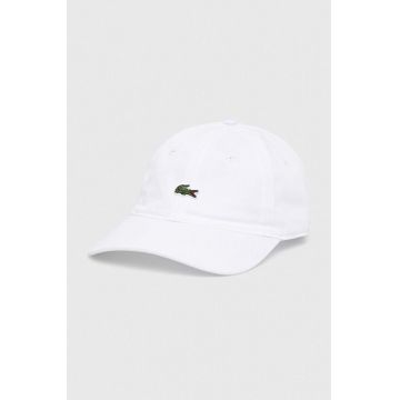 Lacoste șapcă de baseball din bumbac culoarea alb, cu imprimeu RK0491-031