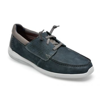 Pantofi CLARKS bleumarin, GORWIN MOC-2, din nabuc