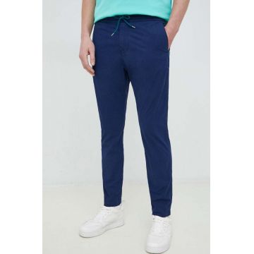 PS Paul Smith pantaloni de bumbac culoarea albastru marin, drept