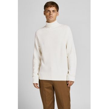 Pulover din amestec de bumbac cu aspect striat