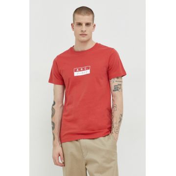 Solid tricou din bumbac culoarea rosu, cu imprimeu
