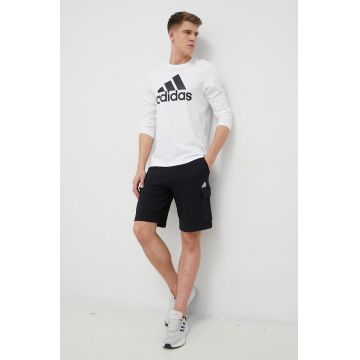 adidas longsleeve din bumbac culoarea alb, cu imprimeu