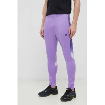 adidas pantaloni de antrenament Tiro culoarea violet, cu imprimeu