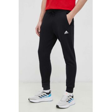 adidas pantaloni de trening din bumbac culoarea negru, uni HA4347