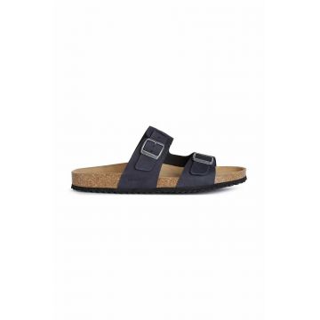 Geox papuci din piele U SANDAL GHITA B barbati, culoarea albastru marin, U159VB 00032 C4002