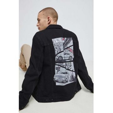 Medicine geaca jeans barbati, culoarea negru, de tranzitie